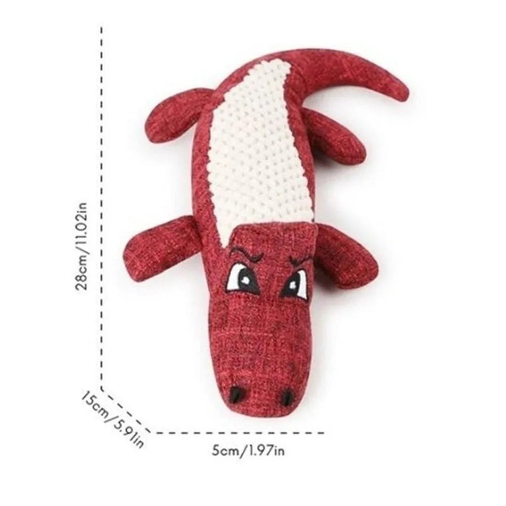 Linen Crocodile Squeaky Chew Dog Toy-What About Noah