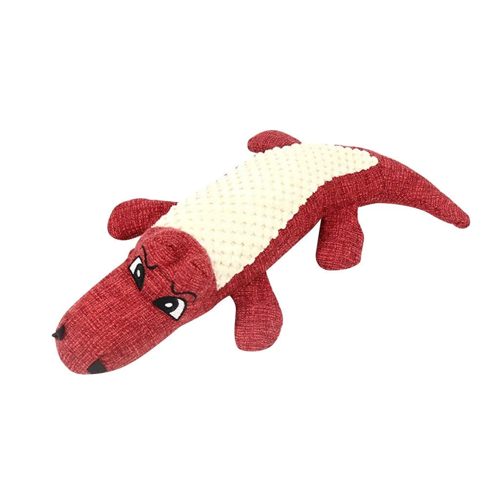 Linen Crocodile Squeaky Chew Dog Toy-What About Noah