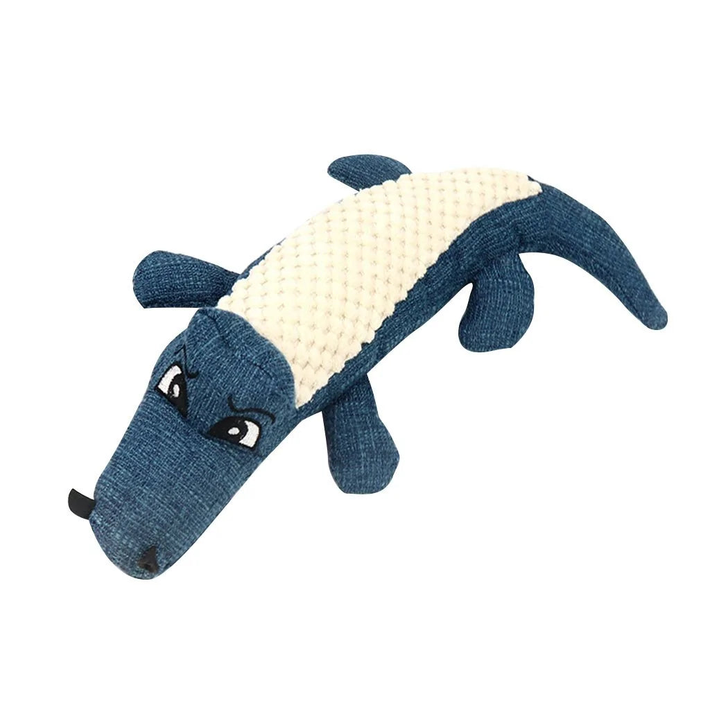 Linen Crocodile Squeaky Chew Dog Toy-What About Noah