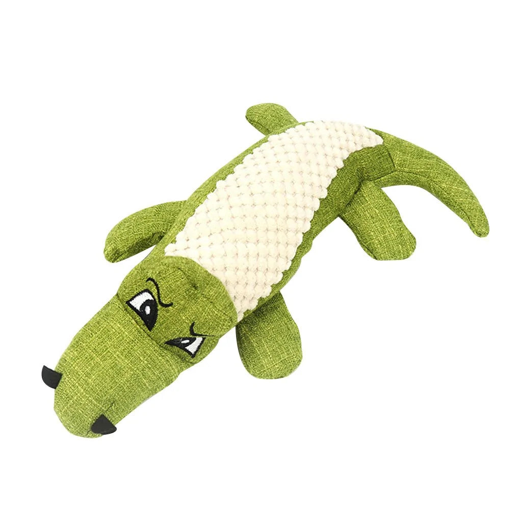 Linen Crocodile Squeaky Chew Dog Toy-What About Noah