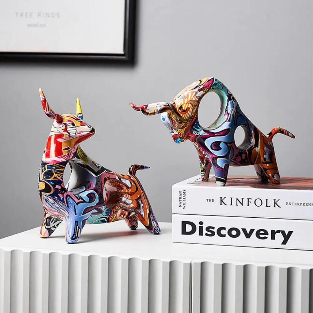 Modern Art Graffiti Bull Figurines-What About Noah