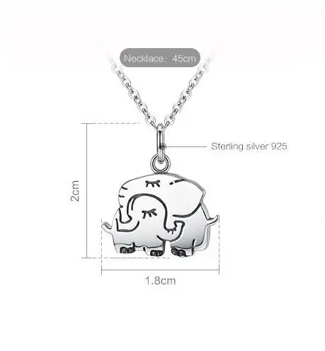 Mom & Child Sterling Silver Elephant Pendant With Necklace-What About Noah