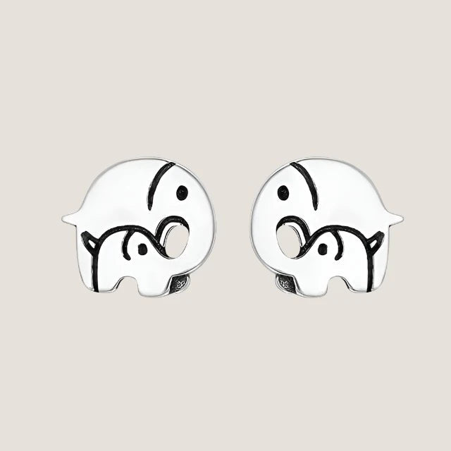 Mom & Child Sterling Silver Elephant Stud Earrings-What About Noah