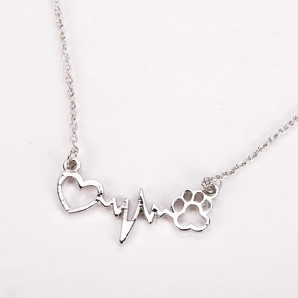 Paw Print Heartbeat Necklace-What About Noah