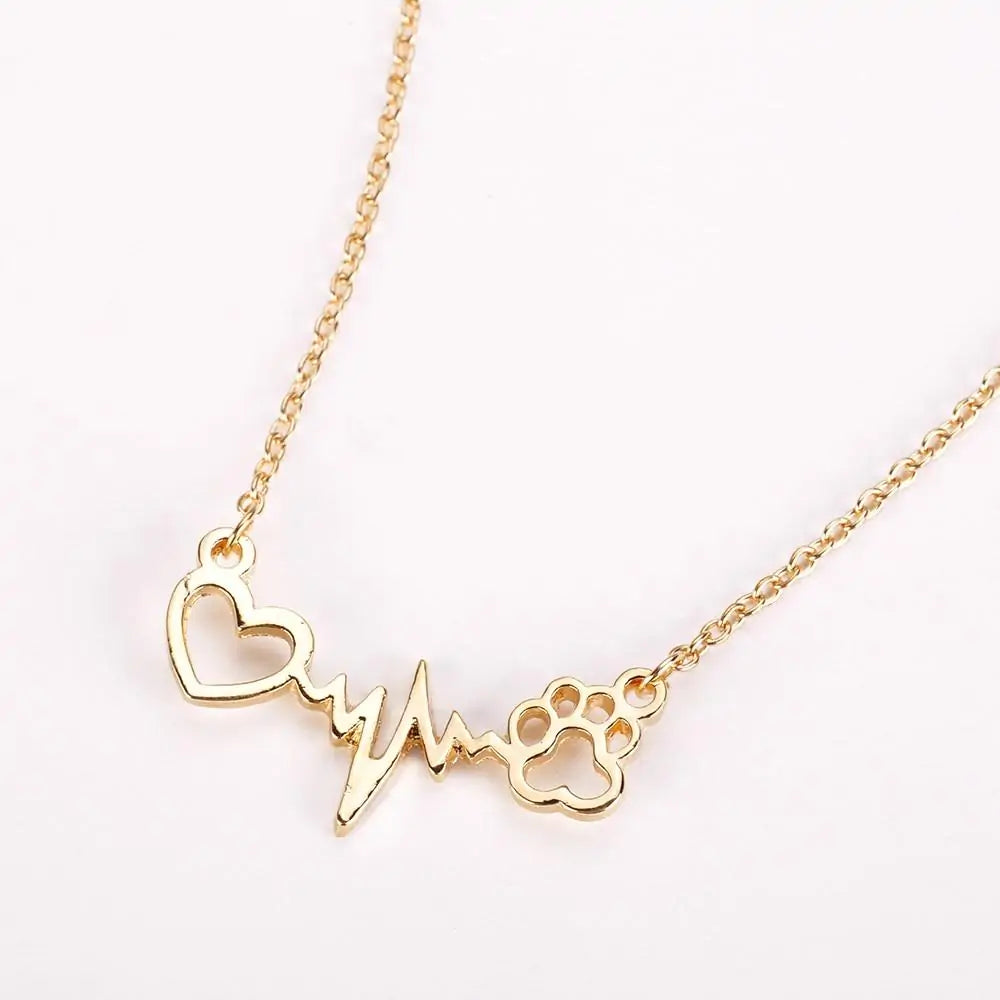 Paw Print Heartbeat Necklace-What About Noah