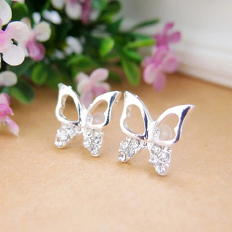 Rhinestone Butterfly Earrings-What About Noah