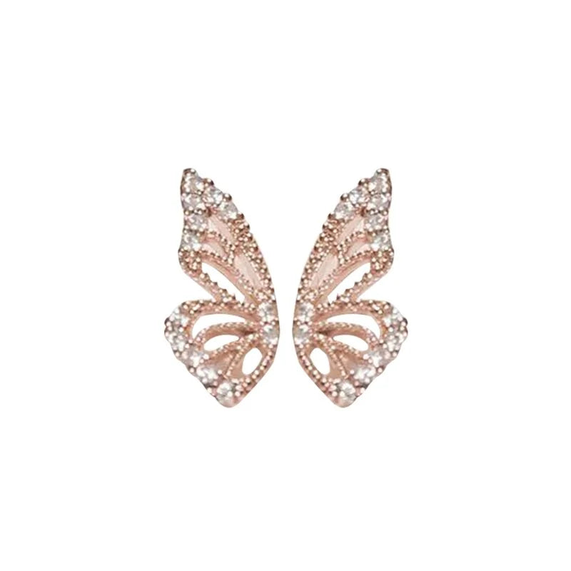 Rhinestone Butterfly Wing Stud Earrings-What About Noah