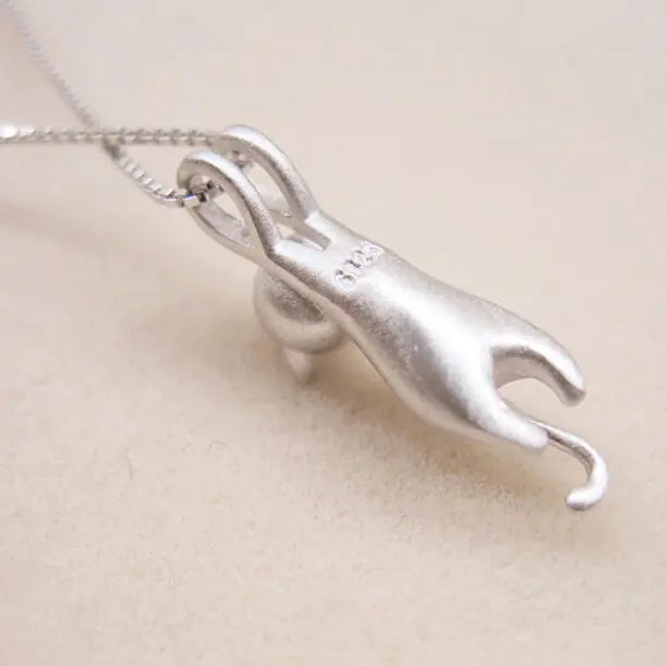 Silver Cat Pendant Necklace-What About Noah