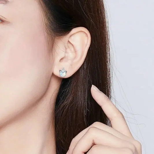 Silver Unicorn Opal Stud Earrings-What About Noah