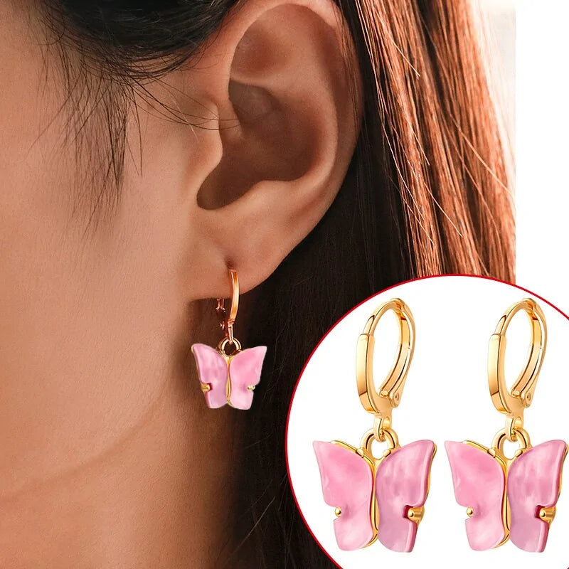 Small Butterfly Drop Earrings-What About Noah