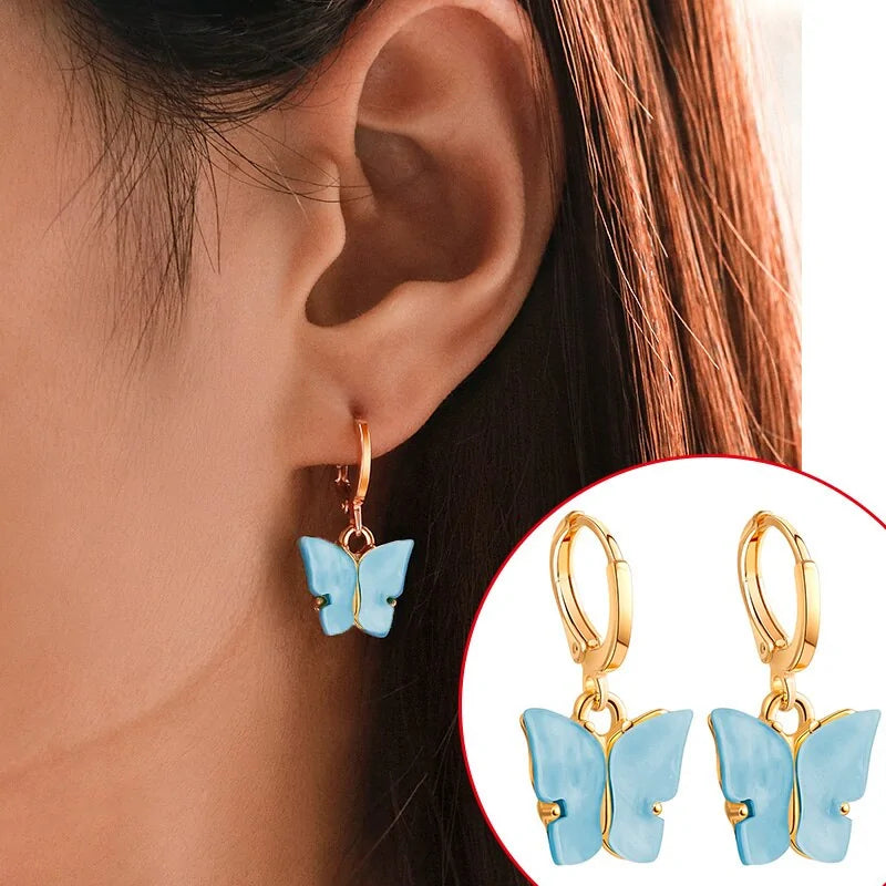 Small Butterfly Drop Earrings-What About Noah