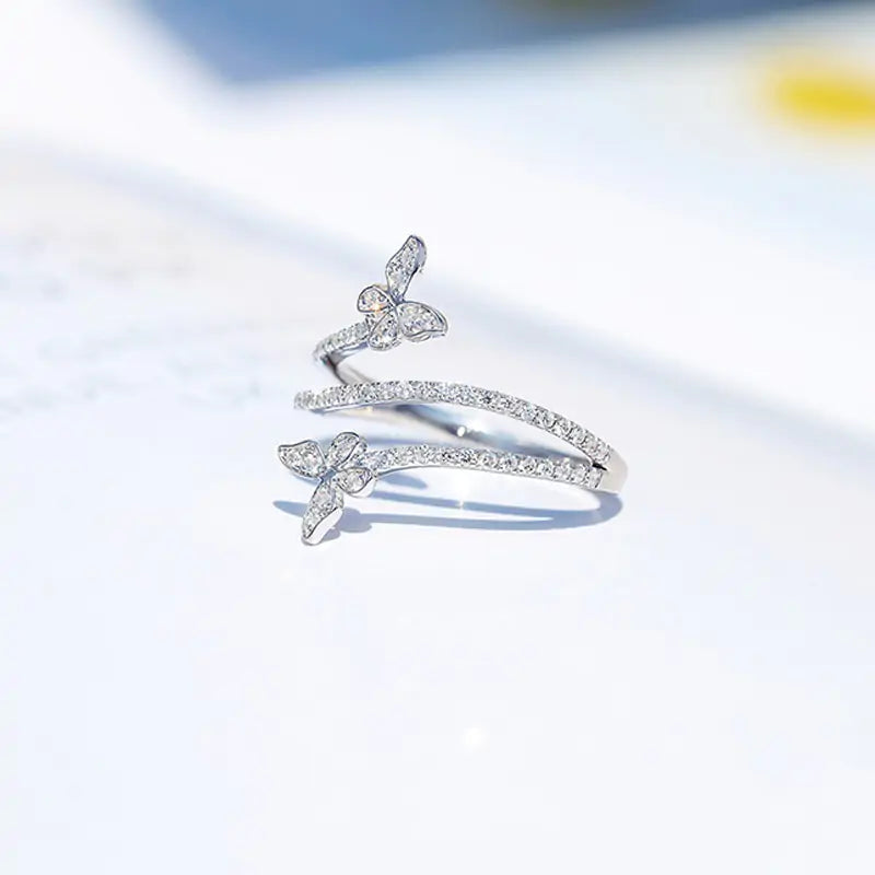 Sterling Silver Double Butterfly Rings-What About Noah