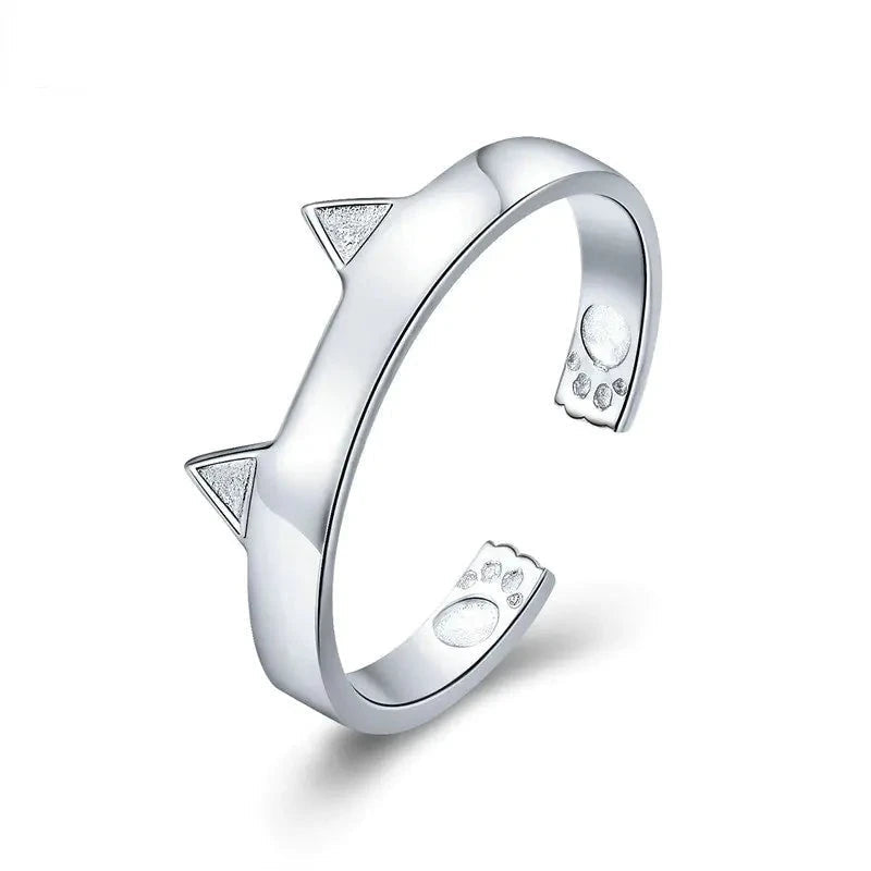 Sterling Silver Open Cat Ears and Paws Ring-What About Noah