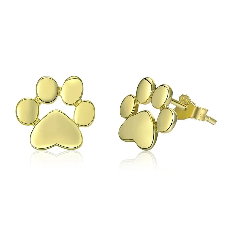 Sterling Silver Paw Print Stud Earrings-What About Noah