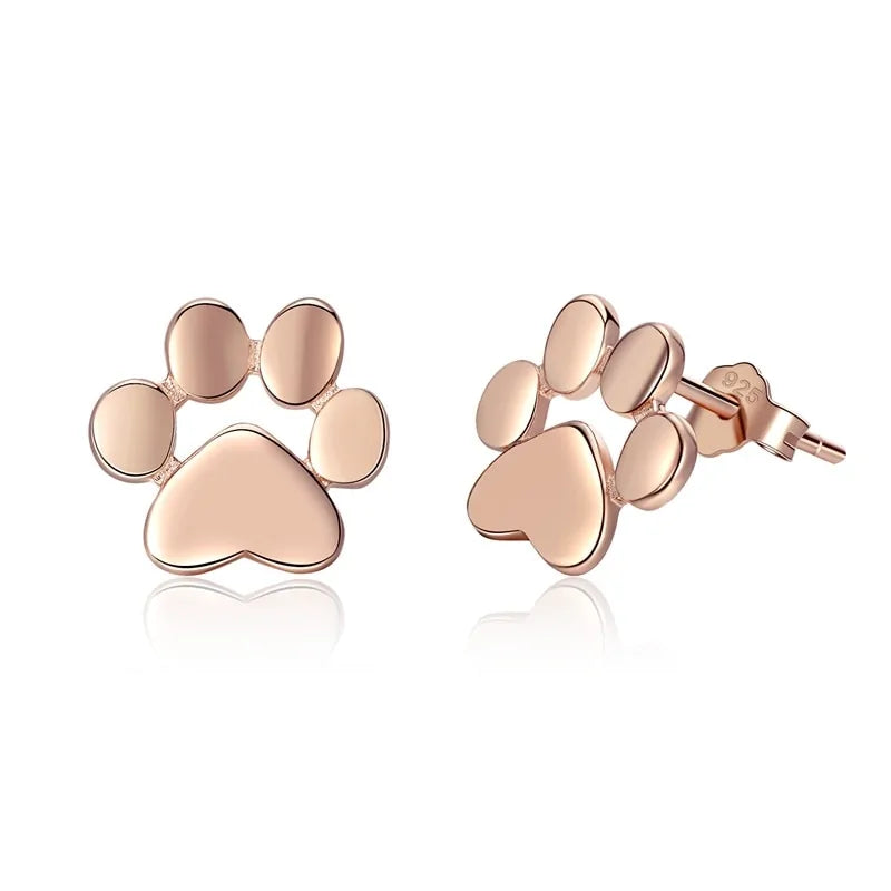 Sterling Silver Paw Print Stud Earrings-What About Noah