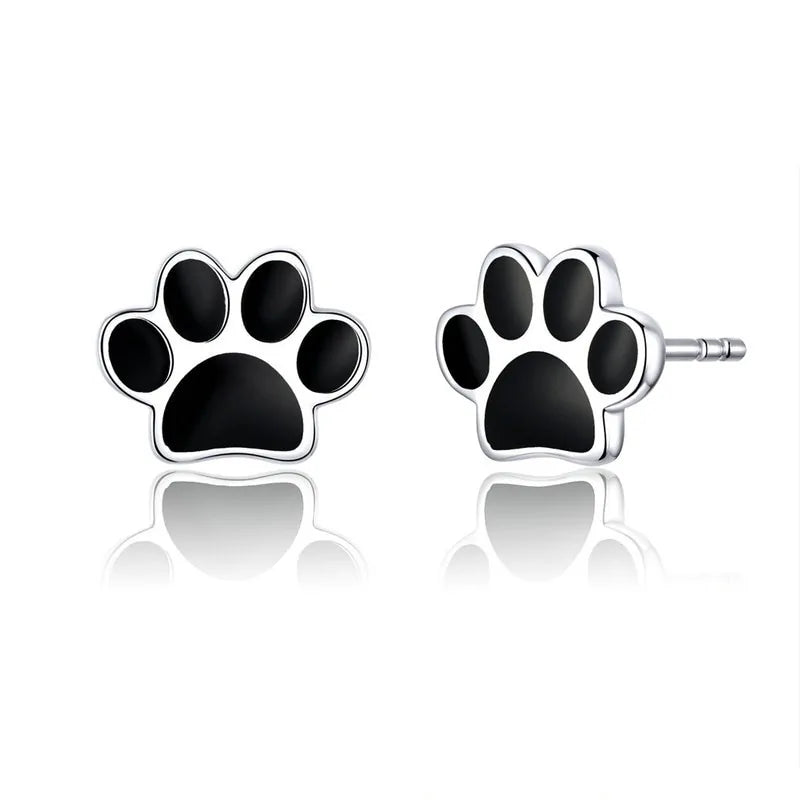 Sterling Silver Paw Print Stud Earrings-What About Noah