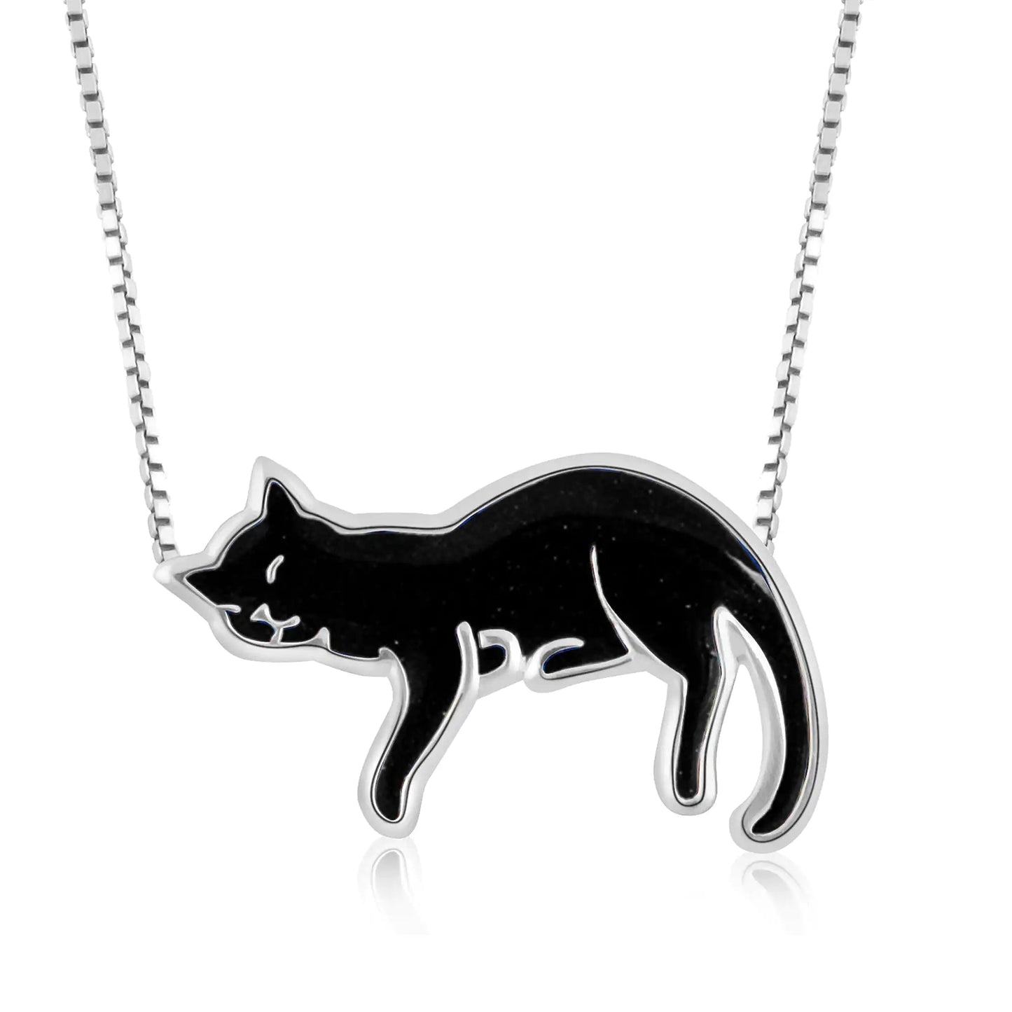 Sterling Silver Sleeping Cat Necklace-What About Noah