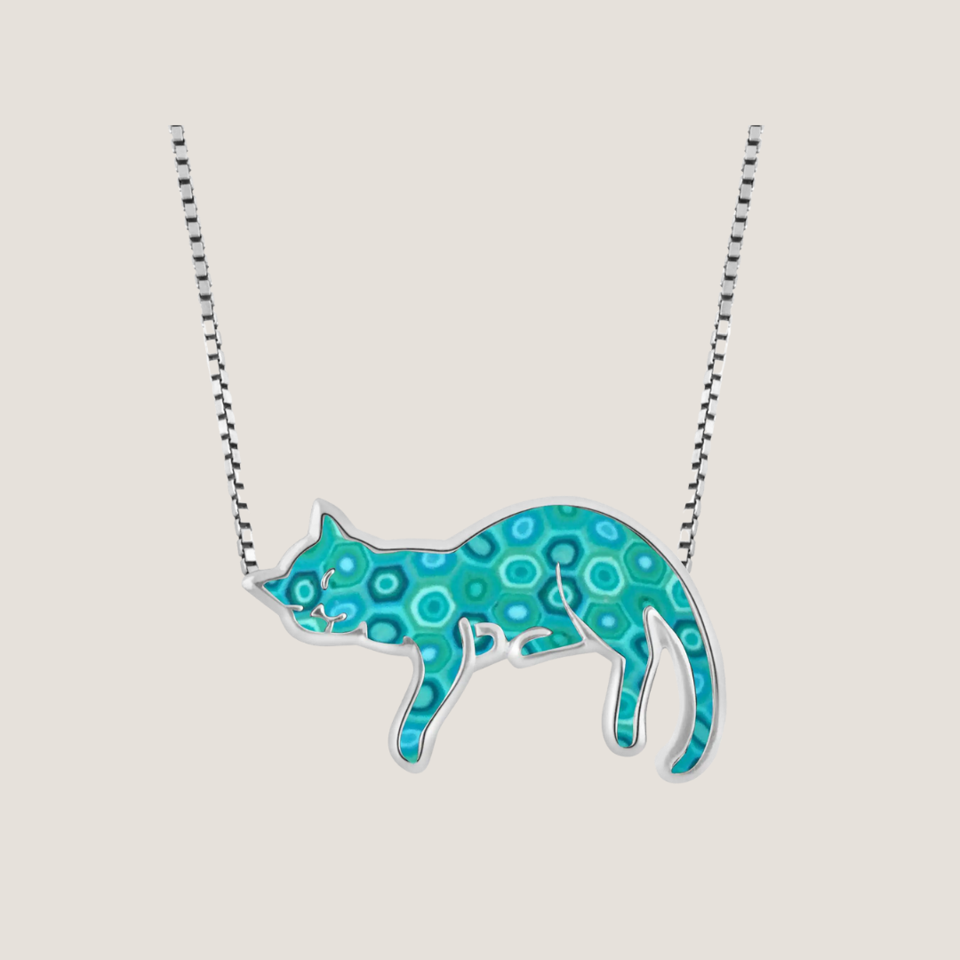 Sterling Silver Sleeping Cat Necklace-What About Noah