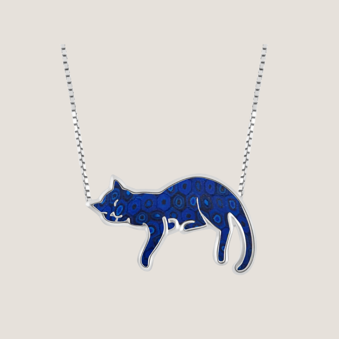 Sterling Silver Sleeping Cat Necklace-What About Noah