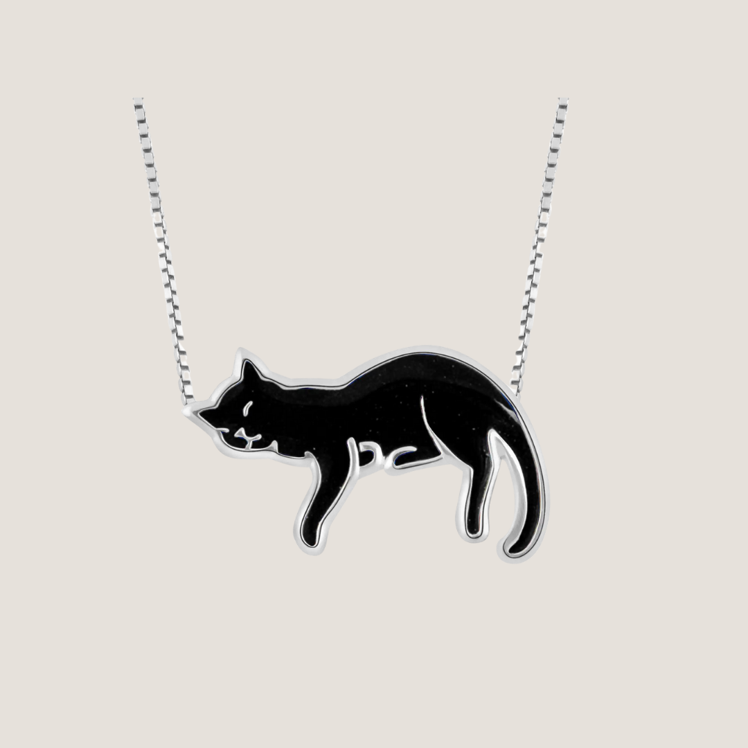 Sterling Silver Sleeping Cat Necklace-What About Noah