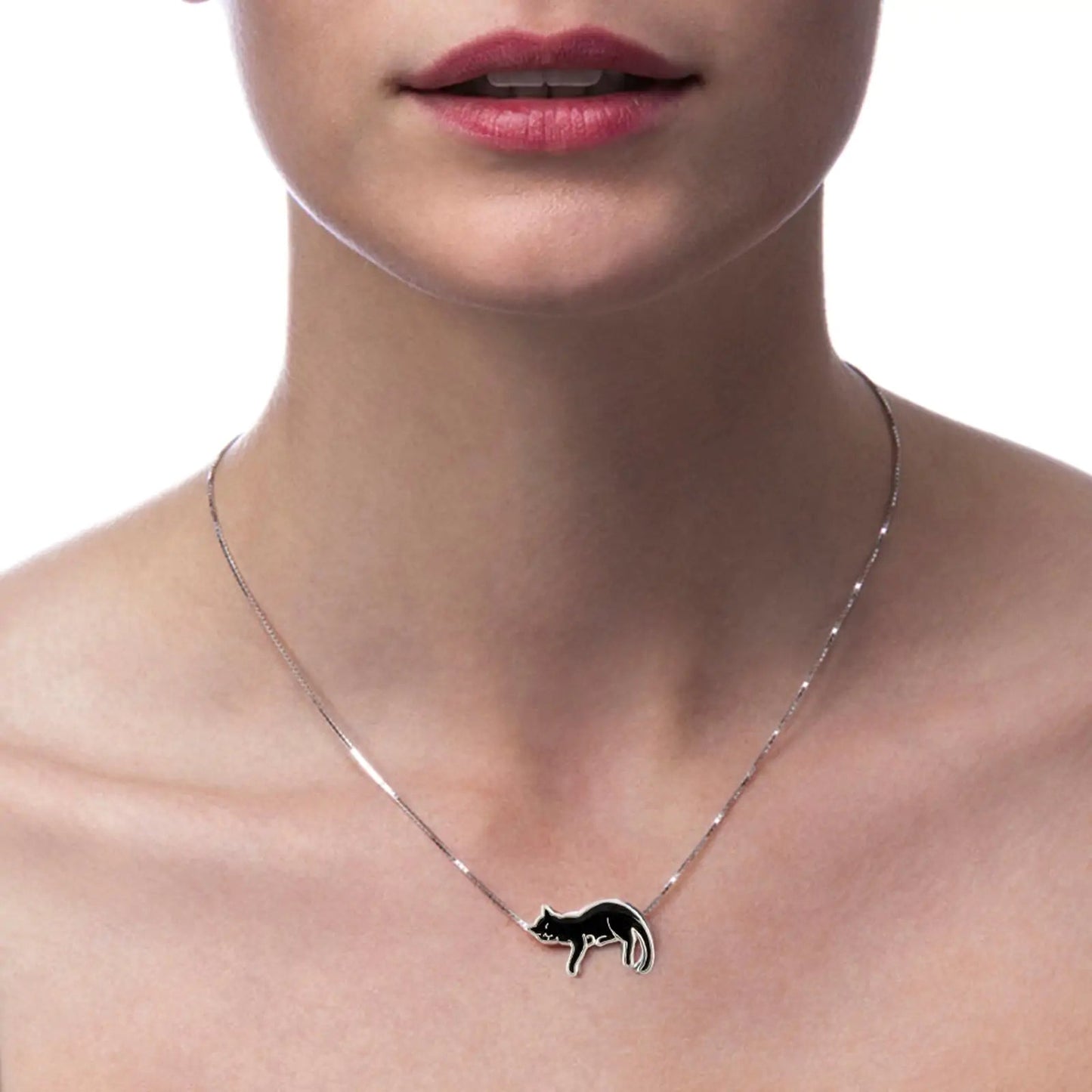 Sterling Silver Sleeping Cat Necklace-What About Noah