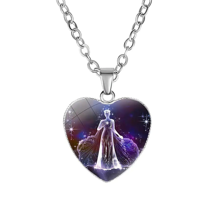 Virgo Zodiac Heart Pendant Necklace