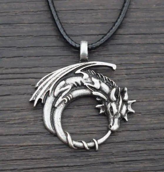 Winged Dragon On Moon Pendant Necklace-What About Noah