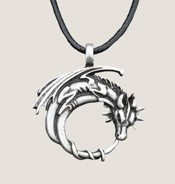 Winged Dragon On Moon Pendant Necklace-What About Noah