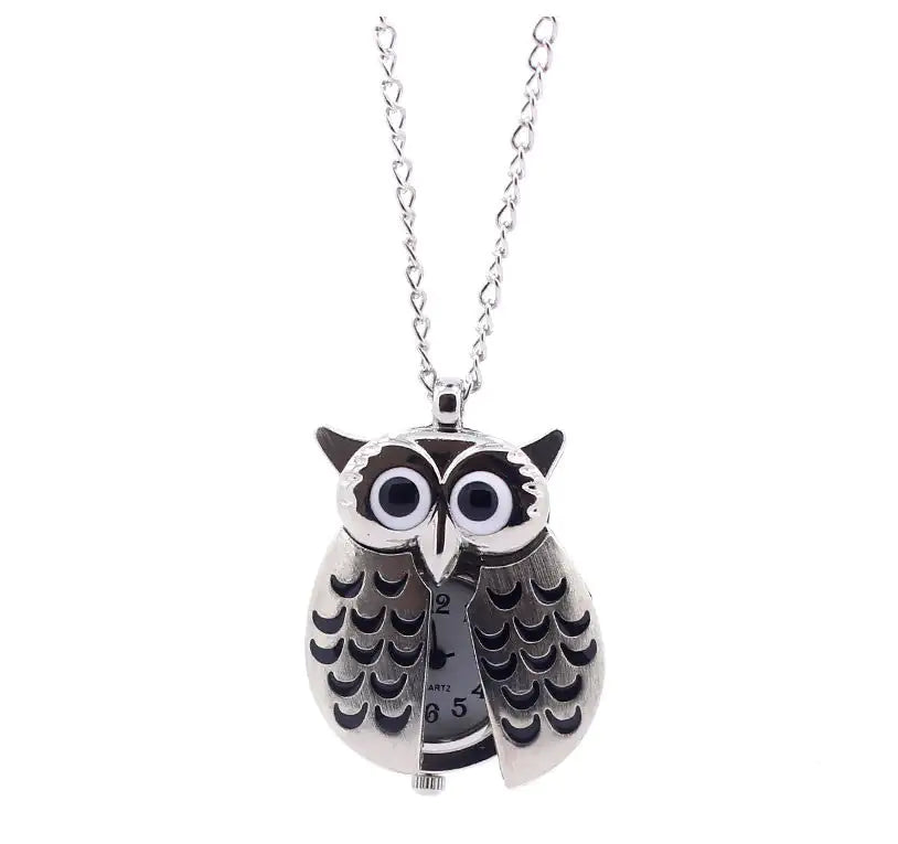 Wise Owl Pendant Clock Necklace Charm