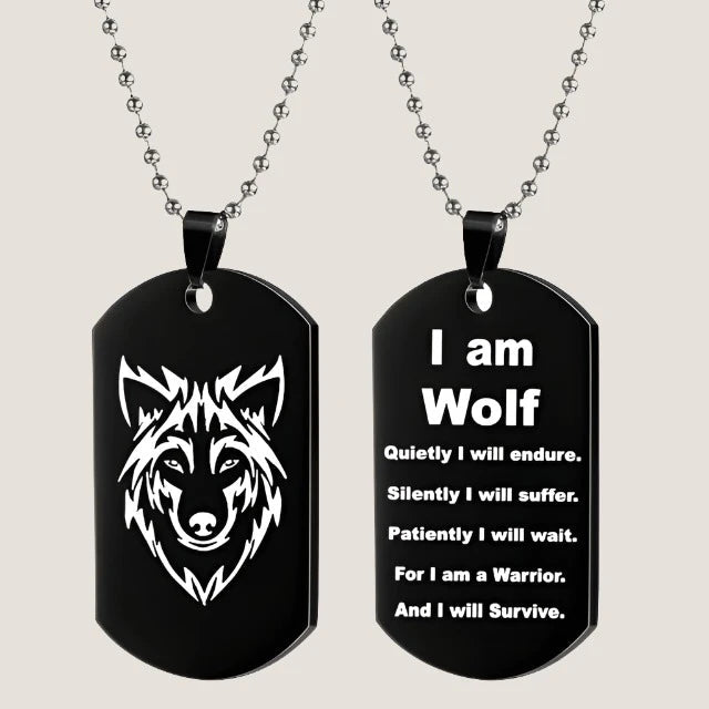 Wolf Dog Tag Necklace-What About Noah