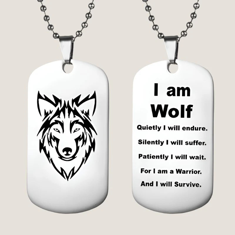 Wolf Dog Tag Necklace-What About Noah