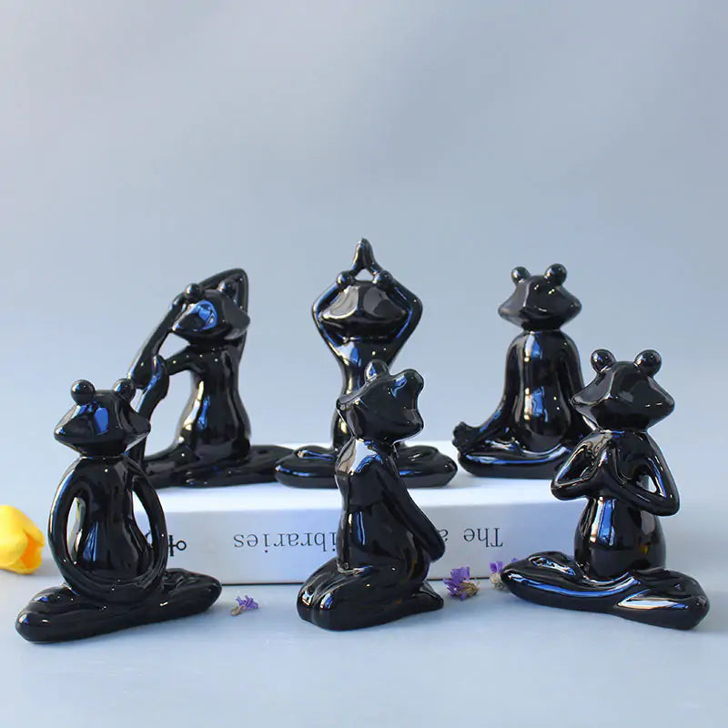 Yoga Frog Ceramic Figurines-What About Noah