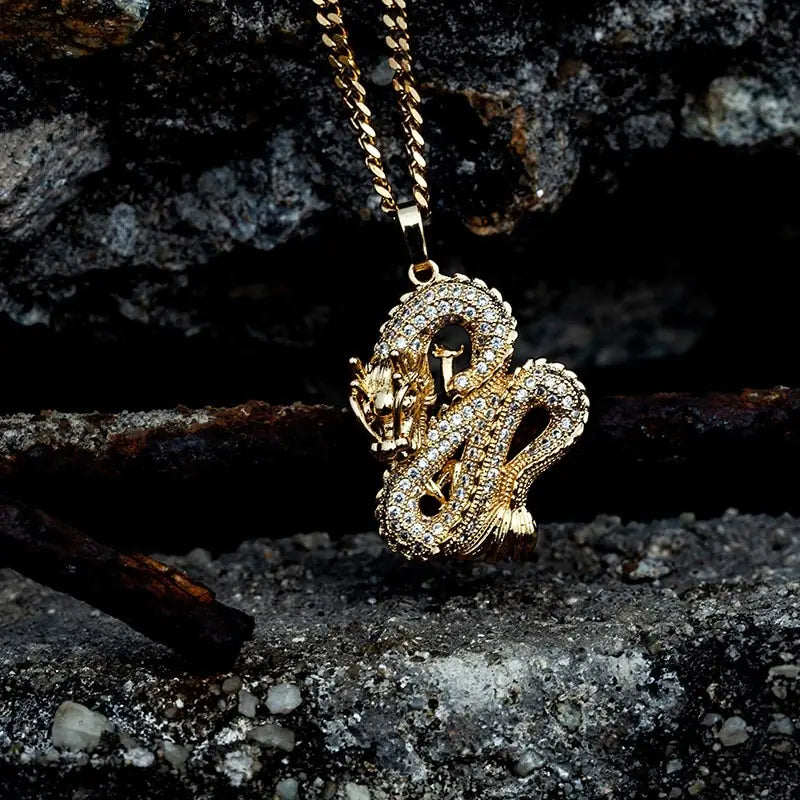 Zirconia Dragon Necklace-What About Noah